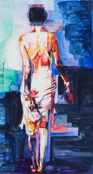 Malarstwo zatytułowany „Camminare a piedi n…” autorstwa Assunta Cassa, Oryginalna praca, Akwarela