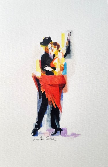 Ζωγραφική με τίτλο "Studio tango 02" από Assunta Cassa, Αυθεντικά έργα τέχνης, Ακουαρέλα