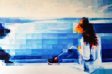 Картина под названием "Blue horizon" - Assunta Cassa, Подлинное произведение искусства, Масло