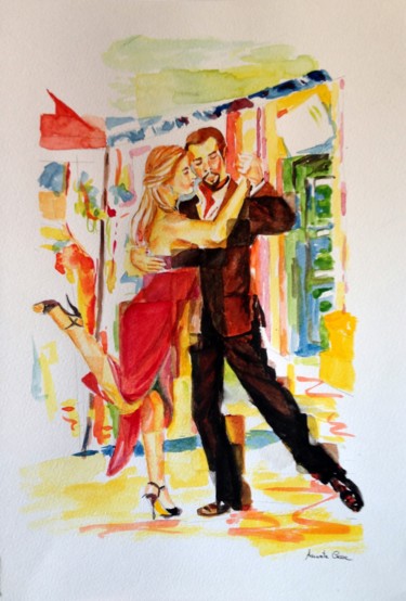 Pittura intitolato "Studio tango 01" da Assunta Cassa, Opera d'arte originale, Acquarello