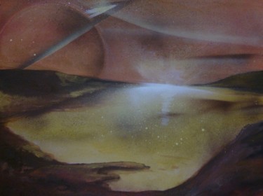 Peinture intitulée "Coucher de Saturne…" par Astal, Œuvre d'art originale, Huile