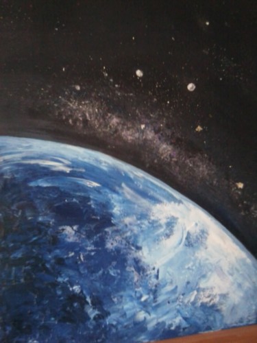 Peinture intitulée "Terre vue de l'espa…" par Astal, Œuvre d'art originale, Huile