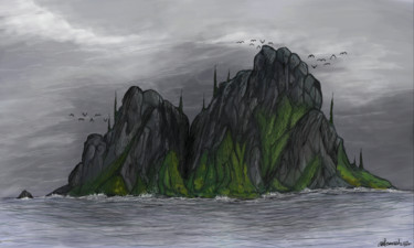 Painting titled "The Island" by Asterionek, Original Artwork, Digital Painting