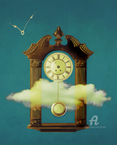 Arte digital titulada "TIME FLIES" por Astr, Obra de arte original, Trabajo Digital 2D Montado en Aluminio