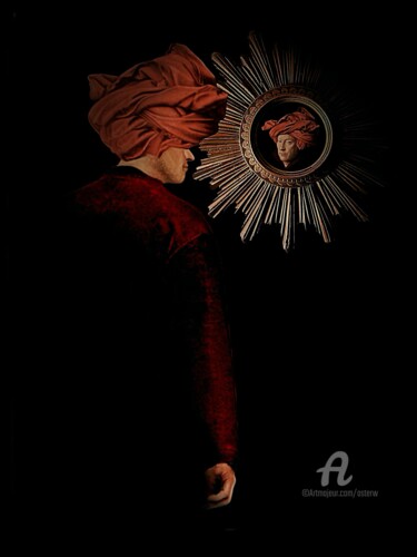 Arte digital titulada "MEN IN A RED TURBAN" por Astr, Obra de arte original, Pintura Digital