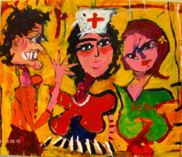 Painting titled "La enfermiera" by Astolfo Funes, Original Artwork, Acrylic