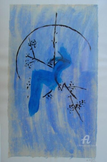 Peinture intitulée "balançoire  bleue" par Alain Oviste, Œuvre d'art originale