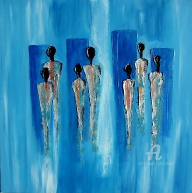 Painting titled "azur" by Alain Oviste, Original Artwork