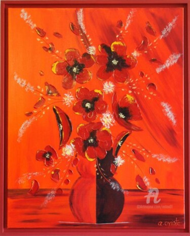 Peinture intitulée "BOUQUET ORANGE" par Alain Oviste, Œuvre d'art originale