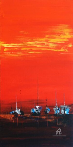 Painting titled "CREPUSCULE SUR LE P…" by Alain Oviste, Original Artwork