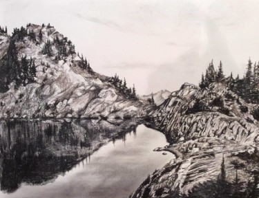 Drawing titled "Mica Lake Washington" by Astra, Original Artwork, Charcoal