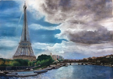 Painting titled "Paris" by Astra, Original Artwork, Pastel