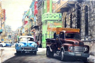 Painting titled "I LOVE CUBA" by Luciano Fabbrizio, Original Artwork, Acrylic Mounted on Wood Panel