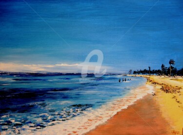 Painting titled "PLAYA ROSA DI CUBA" by Luciano Fabbrizio, Original Artwork, Acrylic Mounted on Other rigid panel