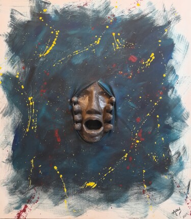 Painting titled "Frayeur" by Astrid Corbin, Original Artwork, Clay Mounted on Wood Stretcher frame