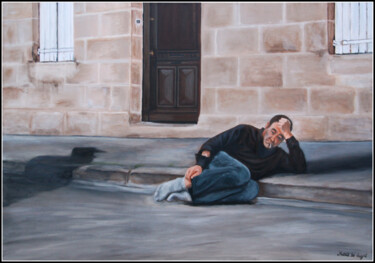 Peinture intitulée "schilderij-dakloze" par Astrid De Vuyst, Œuvre d'art originale
