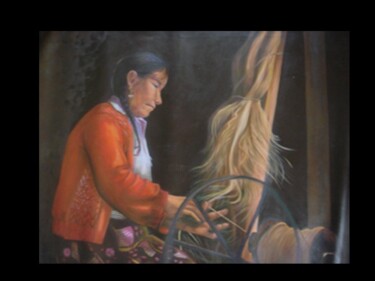 Pintura titulada "HILANDERA COLOMBIANA" por Astrid Galan Sepulveda, Obra de arte original