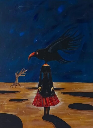 Картина под названием "L'exil" - Astrid Honoré, Подлинное произведение искусства, Акрил Установлен на Деревянная рама для но…