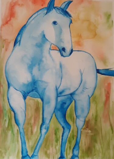 Painting titled "Horse Aquarel" by Astrid Noordberger, Original Artwork, Watercolor