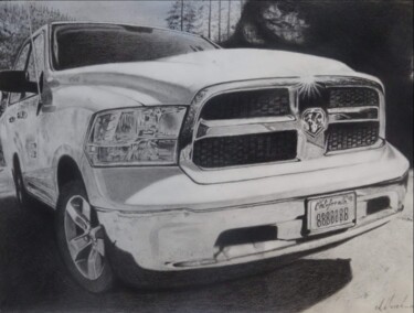 Drawing titled "Dodge Ram" by Astrid Warakomski, Original Artwork, Conté