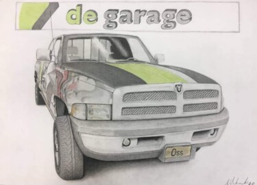 Dibujo titulada "Dodge Ram Garage" por Astrid Warakomski, Obra de arte original, Conté