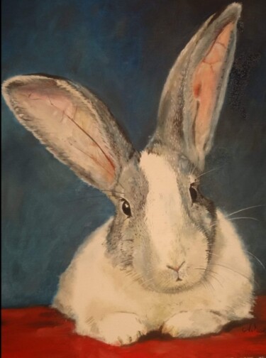 Painting titled "Bunny" by Astrid Warakomski, Original Artwork, Oil