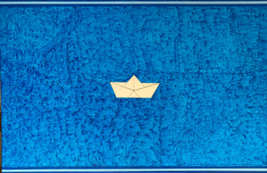 Malerei mit dem Titel "PAPER BOAT" von Astrid Berger, Original-Kunstwerk, Acryl