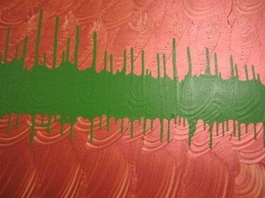 Painting titled "tableau-rouge-vert" by Astride Risser, Original Artwork, Acrylic
