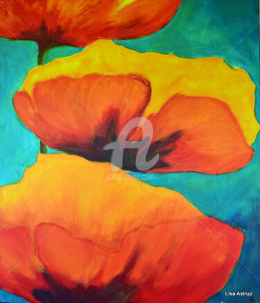 Pintura intitulada "poppies.jpg" por Lisa Astrup, Obras de arte originais, Acrílico