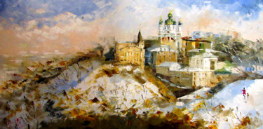 Painting titled "Winter Kiev" by Anna Kolos, Original Artwork, Oil