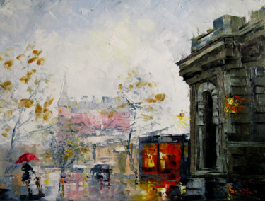 Painting titled "Kievskaya street. F…" by Anna Kolos, Original Artwork, Oil