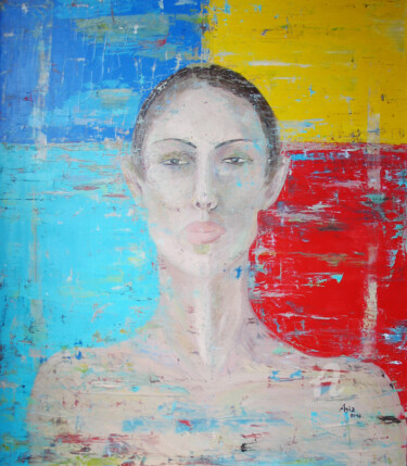 Painting titled "Selfportrait painti…" by Asia Bagaeva, Original Artwork, Oil