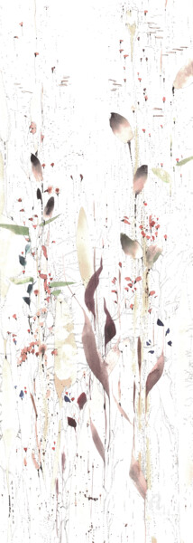 Schilderij getiteld "Dyptich Leaves 1- w…" door Asia Bagaeva, Origineel Kunstwerk, Aquarel