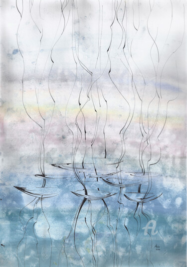 Картина под названием "Mouvement - la pein…" - Asia Bagaeva, Подлинное произведение искусства, Акварель
