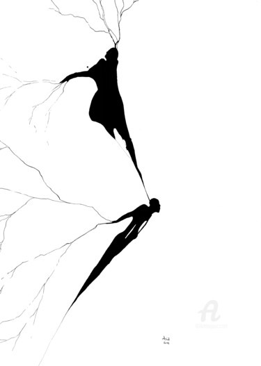 Le temps de grandir- abstraction graphique 59x42 cm Drawing titled "Le temps de grandir…" by Asia Bagaeva, Original Art, Ink
