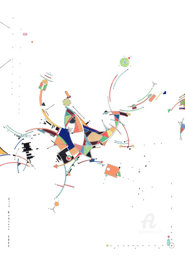 Картина под названием "Pêche - abstraction…" - Asia Bagaeva, Подлинное произведение искусства, Акварель