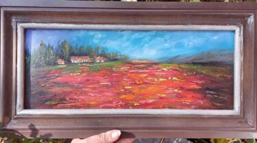 Painting titled "Red poppies filed" by Atalia, Original Artwork, Oil