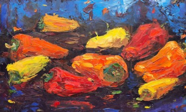 Painting titled "Colorful peppers" by Atalia, Original Artwork, Oil