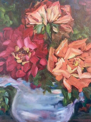 Peinture intitulée "Roses oil painting" par Atalia, Œuvre d'art originale, Huile
