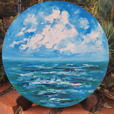 Painting titled "While clouds over o…" by Atalia, Original Artwork, Oil