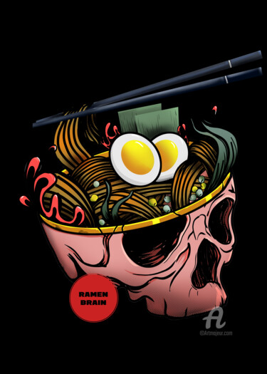 「Ramen Brain」というタイトルのデジタルアーツ Atanas Popovskiによって, オリジナルのアートワーク, 2Dデジタルワーク