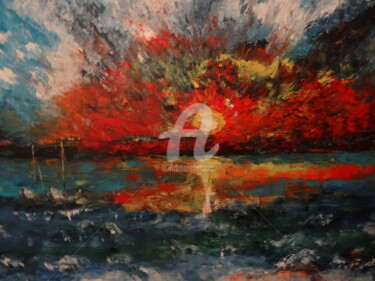 Pintura intitulada "The colors of the s…" por Nasya, Obras de arte originais, Óleo
