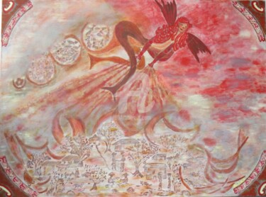 Peinture intitulée "déesse de la protec…" par Atchama, Œuvre d'art originale