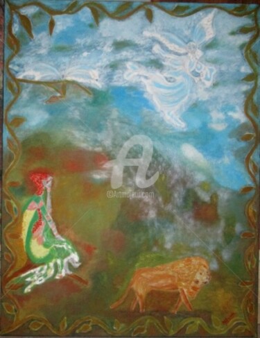 Peinture intitulée "pouvoir de l'ange" par Atchama, Œuvre d'art originale, Huile