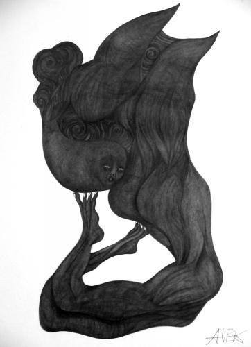 Dessin intitulée "Figure de proue" par Atek, Œuvre d'art originale
