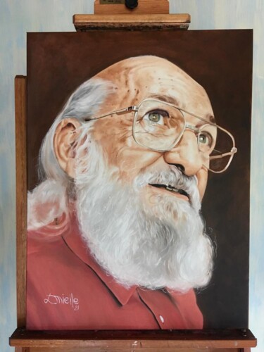 Painting titled "Paulo Freire - Retr…" by Luis Mielle, Original Artwork, Oil