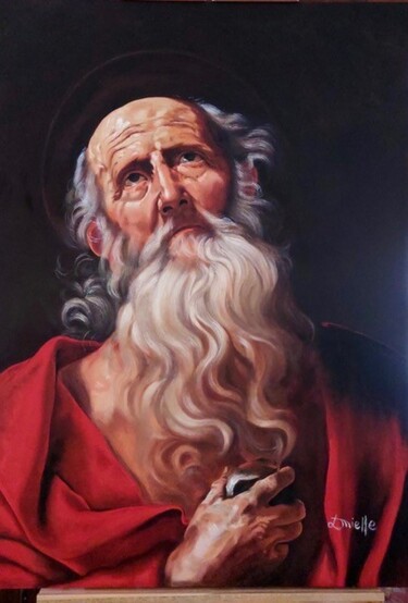 Obra Sacra - São Jerônimo. Peinture intitulée "Obra Sacra - São Je…" par Luis Mielle, Œuvre d'art originale, Huile