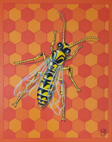 La Guêpe solitaire Peinture intitulée "La Guêpe solitaire" par Michel Jegerlehner, Œuvre d'art originale, Acrylique