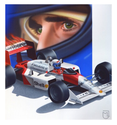 Dibujo titulada "Alain Prost, pilote…" por Michel Jegerlehner, Obra de arte original, Aerógrafo