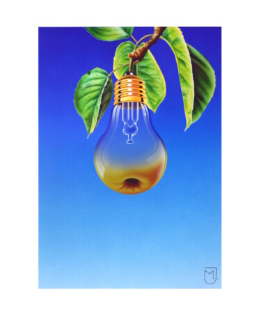 Peinture intitulée "Poire ampoule" par Michel Jegerlehner, Œuvre d'art originale, Aérographe